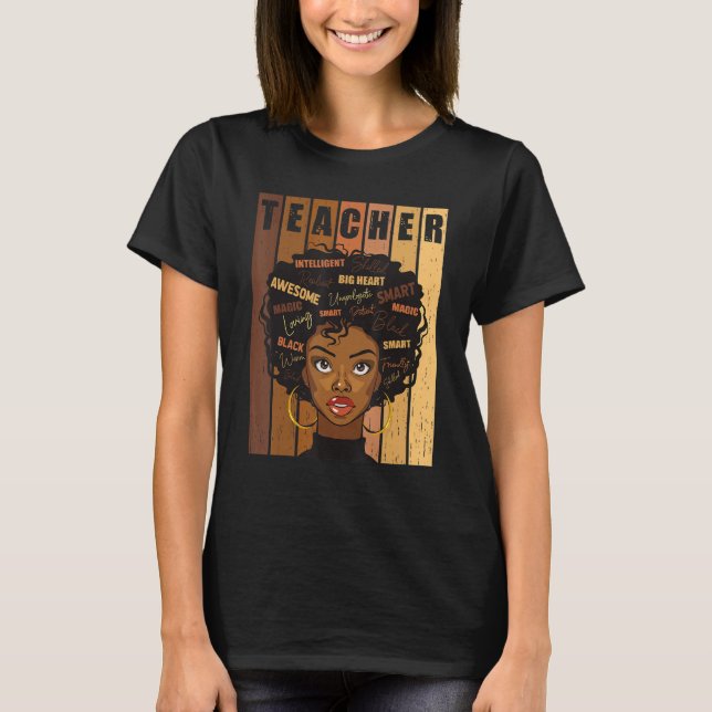 Black Smart Teacher Afro Love Melanin African Amer T-Shirt (Vorderseite)