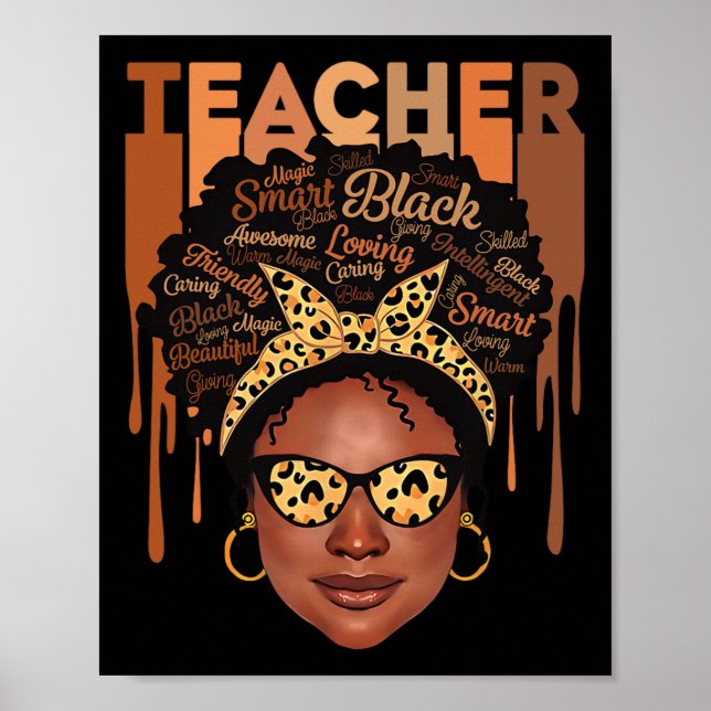 Black Smart Teacher Black History Shirt für Poster (Vorne)