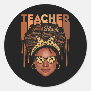 Black Smart Teacher Black History Shirt für Runder Aufkleber