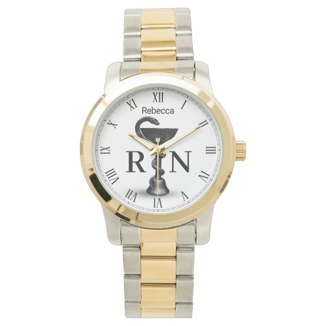 Black Snake Bowl Medical Hygieia White Nurse RN Armbanduhr (Vorderseite)