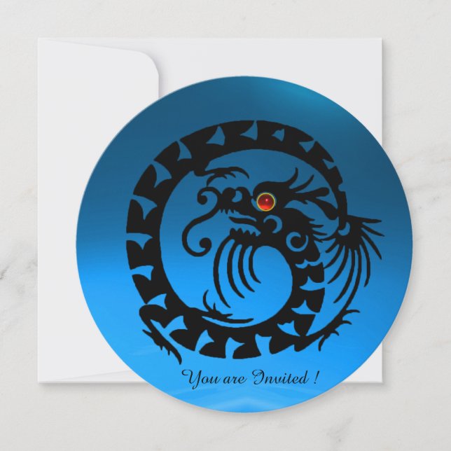 BLACK SNAKE DRAGON BLUE SAPPHIRE GEM STONE EINLADUNG (Vorderseite)