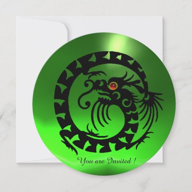 BLACK SNAKE DRAGON EMERALD GREEN GEM STONE EINLADUNG (Vorderseite)