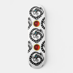 BLACK SNAKE DRAGON ,Red Ruby Gemstones Skateboard