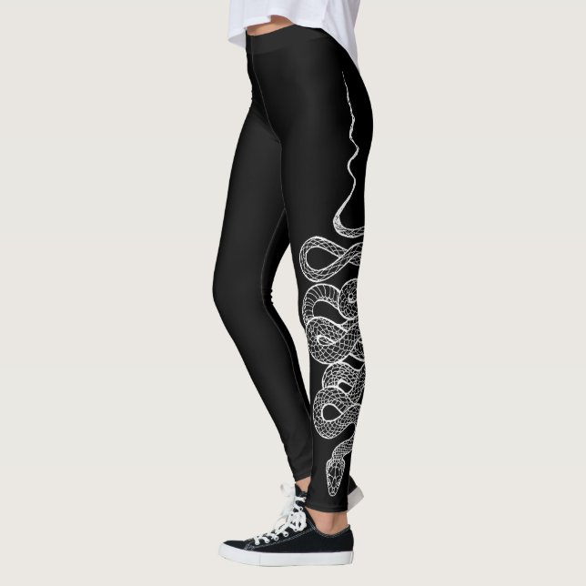 Black Snake Modern Sketch Sport Gym Leggings (Links)