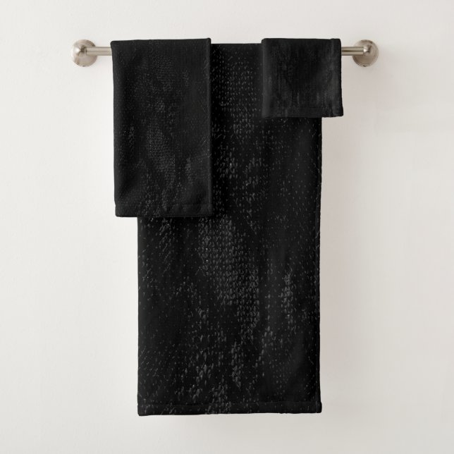 Black Snake Skin Print Badhandtuch Set (Insitu)
