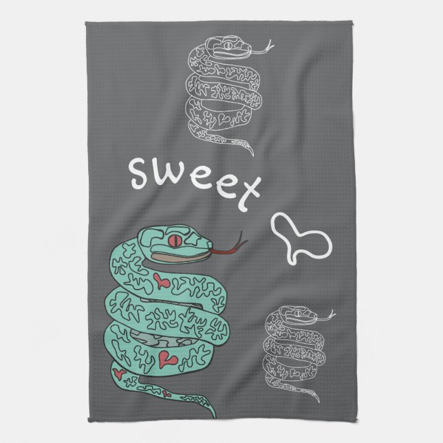 Black Snake Sweet Heart Geschirrtuch (Vertikal)