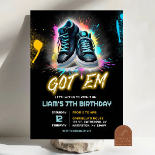 Black Sneaker Bash Shoe Got Em Birthday Einladung