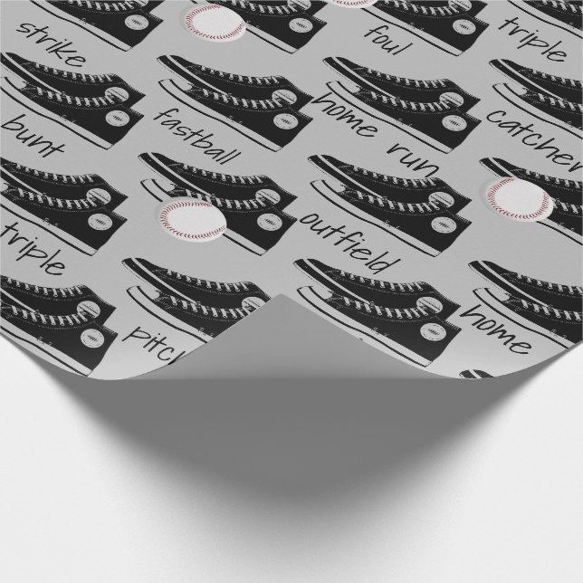 Black Sneakers mit Baseball Geschenkpapier (Ecke)