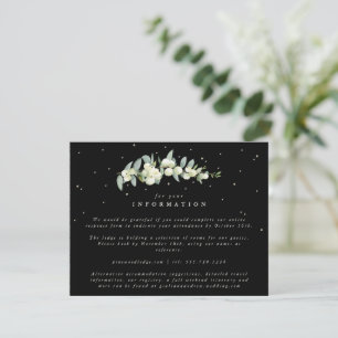 Black Snowberry+Eucalyptus Stem Wedding Info Begleitkarte