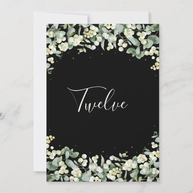 Black Snowberry+Eucalyptus Tischnummer (Vorderseite)