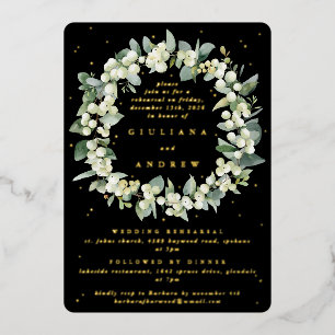 Black Snowberry+Eucalyptus Wedding Probe Folieneinladung