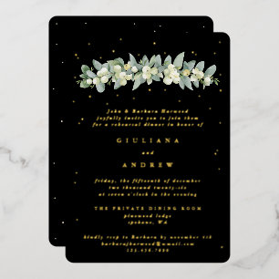 Black Snowberry+Eucalyptus Wedding Probe Folieneinladung
