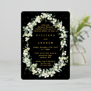 Black Snowberry+Eucalyptus Wedding Probe Folieneinladung