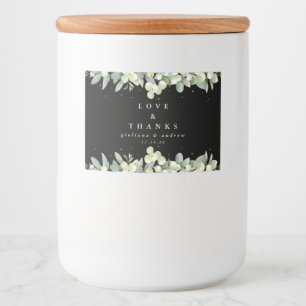 Black Snowberry+Eucalyptus Winter Wedding Gefallen Lebensmitteletikett