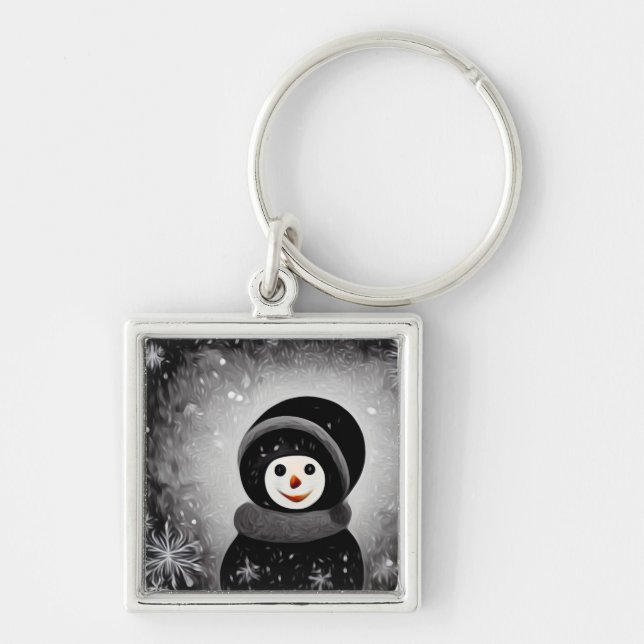 Black Snowsuit Snowman Schlüsselanhänger (Vorne)