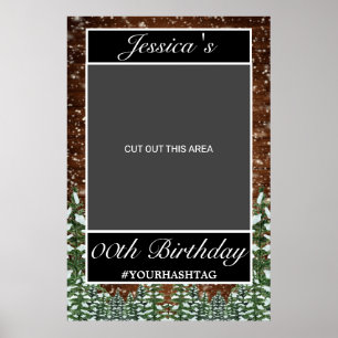 Black Snowy Wood & Forest Birthday Foto Prop. Poster