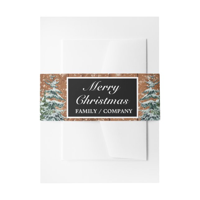 Black Snowy Wood & Forest Frohe Weihnachts-Party Einladungsbanderole (Vorderseite Beispiel)