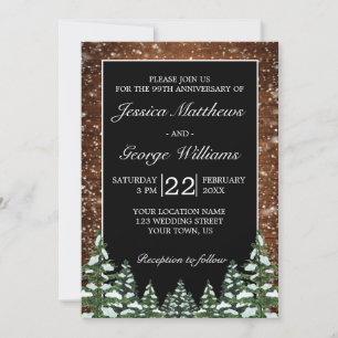 Black Snowy Wood & Forest Hochzeit Jahrestag Einladung