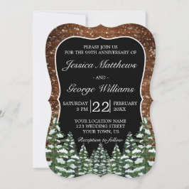 Black Snowy Wood & Forest Hochzeit Jahrestag Einladung