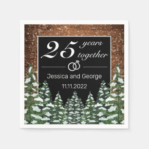 Black Snowy Wood & Forest Hochzeit Jahrestag Serviette