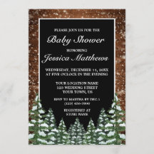 Black Snowy Wood & Forest Pine Baby Dusche