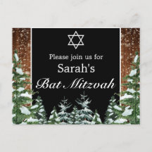 Black Snowy Wood & Forest Pine Bar Bat Mitzvah