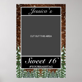 Black Snowy Wood & Forest Pine Sweet 16 Foto Prop. Poster