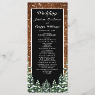 Black Snowy Wood & Forest Pine Wedding Programm