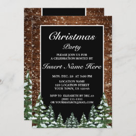 Black Snowy Wood & Forest Pine Weihnachtsfest Part Einladung