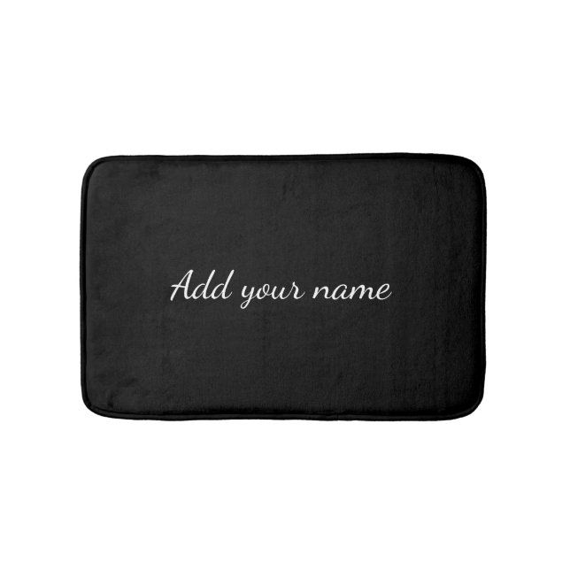 Black solid add name text message here throw pillo badematte (Vorderseite)