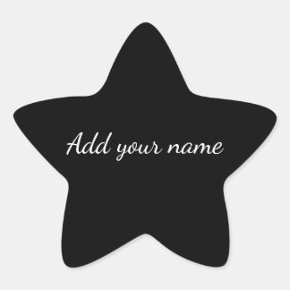 Black solid add name text message here throw pillo Stern-Aufkleber