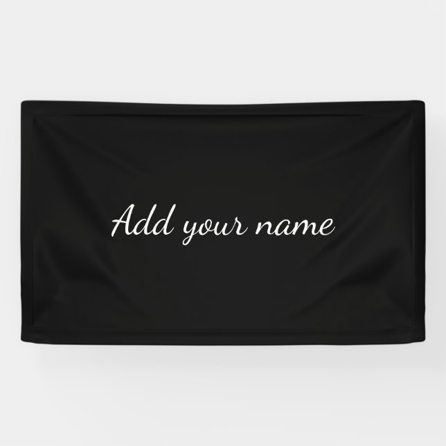 Black solid add name text message throw pillo banner (Horizontal)