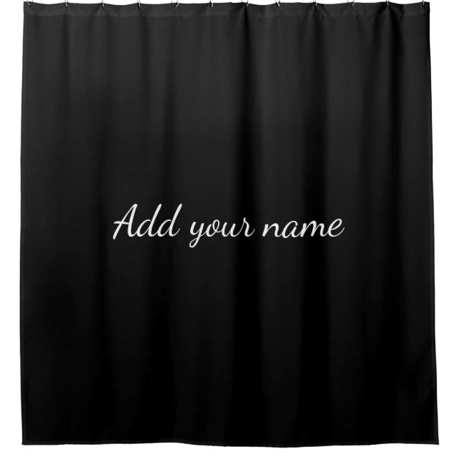 Black solid add name text message throw pillo duschvorhang (Vorderseite)