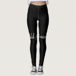 Black solid add name text message throw pillo leggings<br><div class="desc">Entwurf</div>
