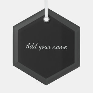 Black solid add name text message throw pillo ornament aus glas