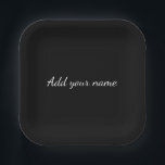 Black solid add name text message throw pillo pappteller<br><div class="desc">Entwurf</div>