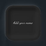 Black solid add name text message throw pillo pappteller<br><div class="desc">Entwurf</div>