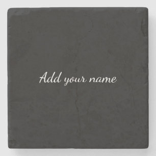 Black solid add name text message throw pillo steinuntersetzer