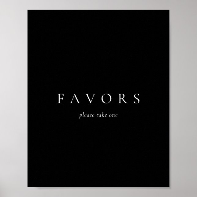 Black Solid Einfache Minimalistische Gastgeschenke Poster (Vorne)