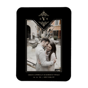 Black Sophisticy Blüh Chic Golden Initials Magnet