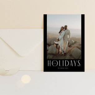 Black Sophisticy Happy Holidays Foto Feiertagskarte