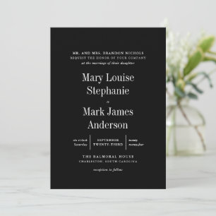 Black Sophisticy Typografy Wedding Einladung