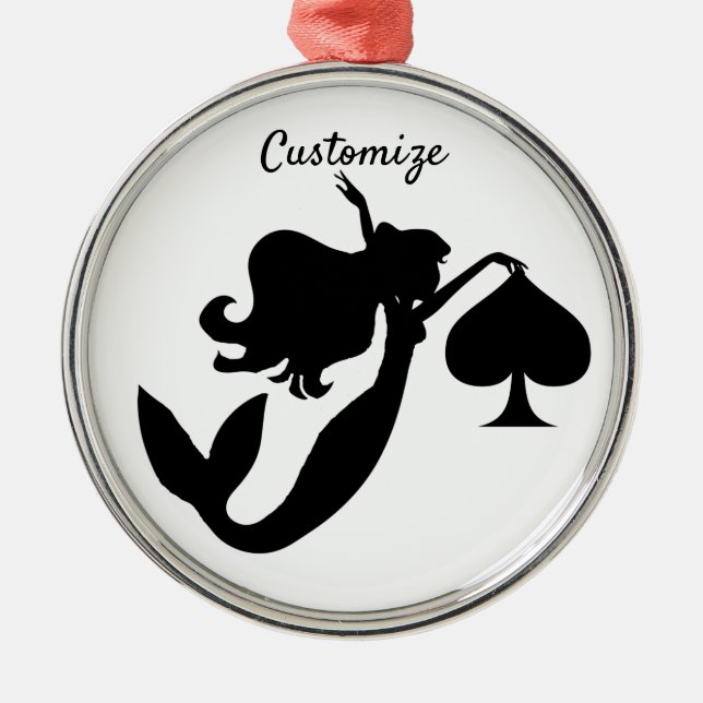 Black Spade Mermaid Silhouette Thunder_Cove Ornament Aus Metall (Vorne)