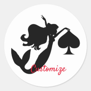 Black Spade Mermaid Silhouette Thunder_Cove Runder Aufkleber