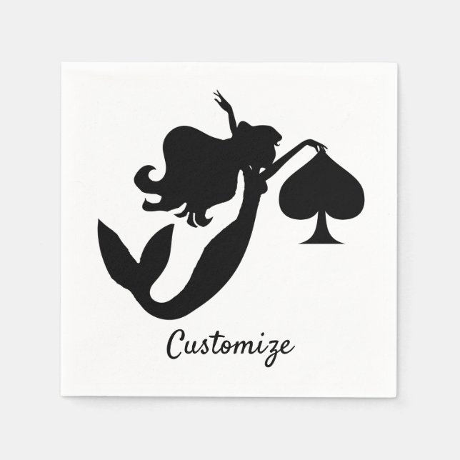 Black Spade Mermaid Silhouette Thunder_Cove Serviette (Vorderseite)