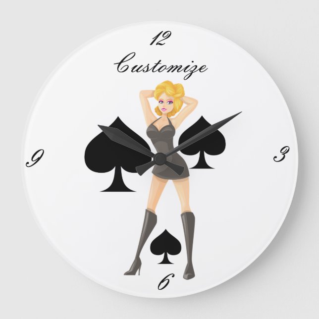 Black Spades Blonde Queen Thunder_Cove Große Wanduhr (Vorderseite)