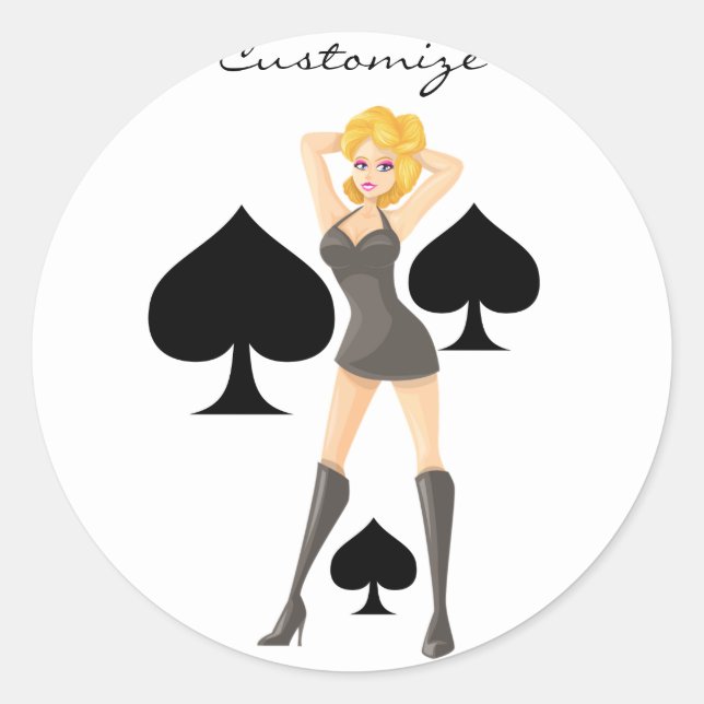 Black Spades Blonde Queen Thunder_Cove Runder Aufkleber (Vorderseite)