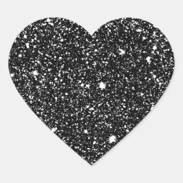 Black Sparkle Stars Herz-Aufkleber
