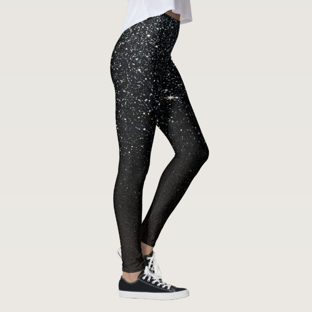 Black Sparkules Imitate Glitzer Night Sky Leggings (Rechts)