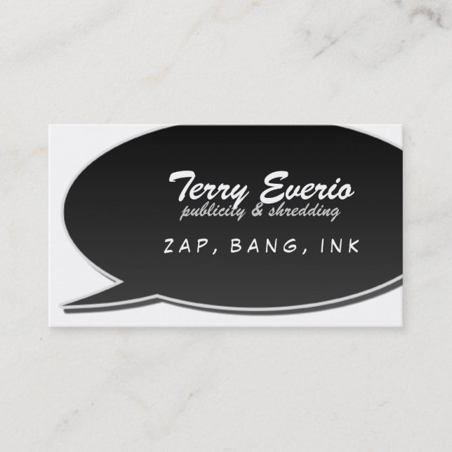 Black Speech Bubble Card Visitenkarte (Vorderseite)